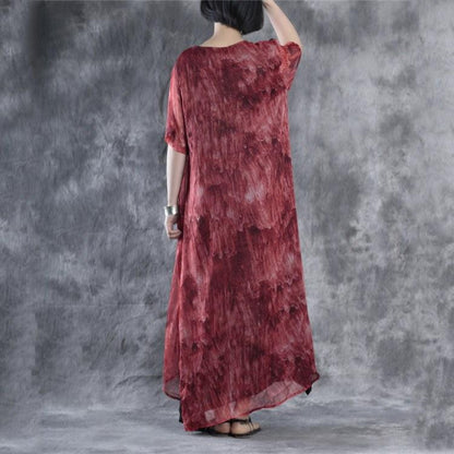 Women Vintage Round Neck Short Sleeve Dress