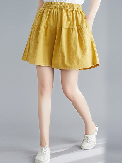 Casual Solid Color With Pocket Wide Leg Shorts