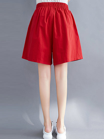 Casual Solid Color With Pocket Wide Leg Shorts