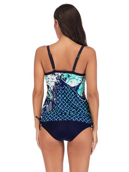 Contrast Plus Size Tankini Swimsuit