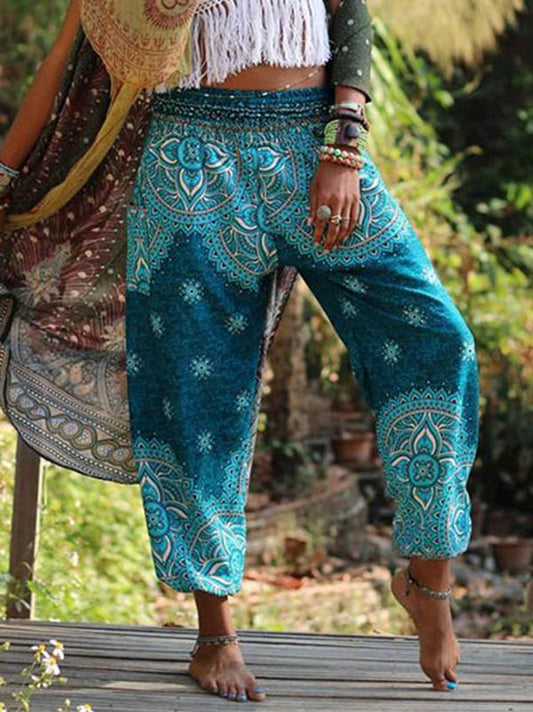 Fashion 4 Colors Elastic Waist Wide Leg Casual Pants