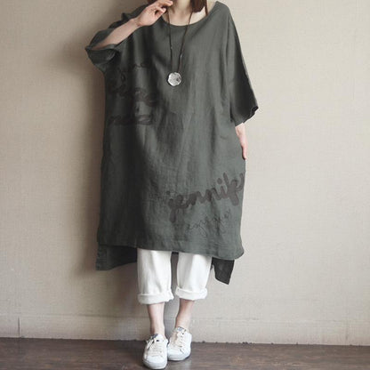 Casual Round Neck Cotton Embroidery Dress