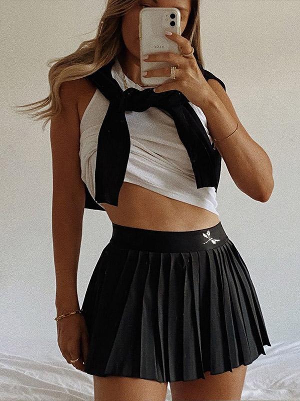 Solid Color A-Line Pleated Skirts