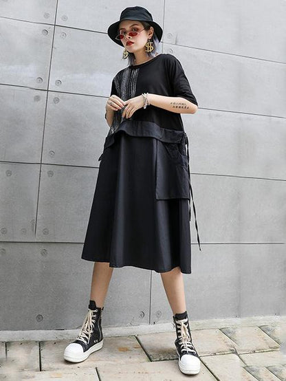 Loose Oversize Split-joint  Short Sleeves Dress