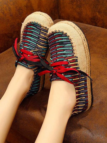Canvas Lace-up Flat Shoes