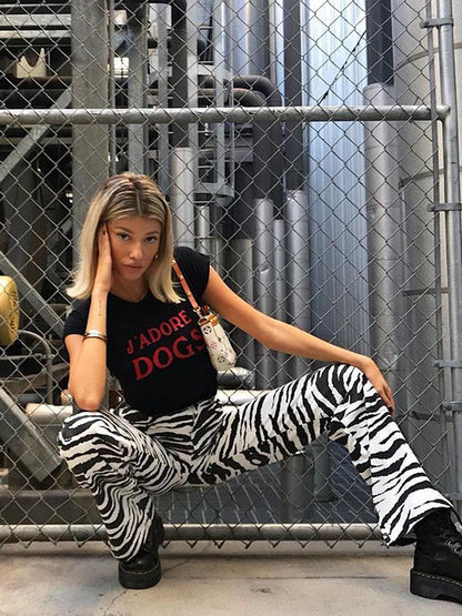 Zebra Stripes High Waist Casual Pants