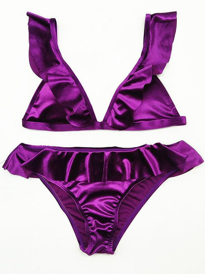 Flounce Sexy Solid Bikinis
