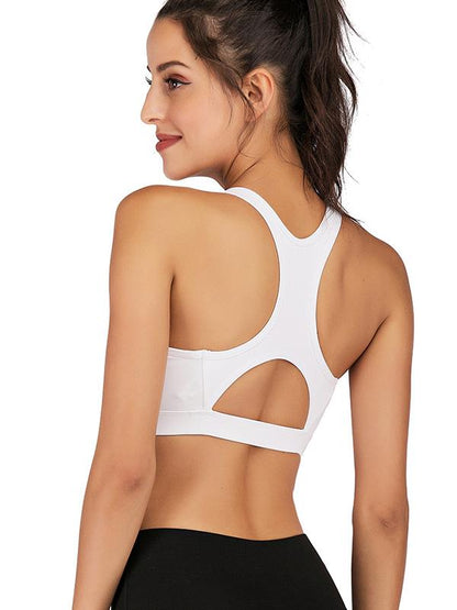 Solid Pocket Side Cut Out Yoga Sports Bra