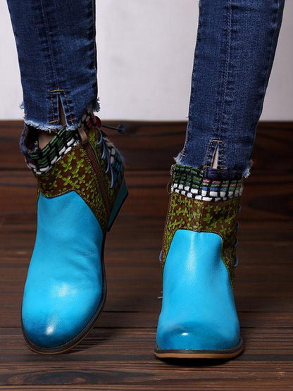 Bohemia Knitting Leather Booties