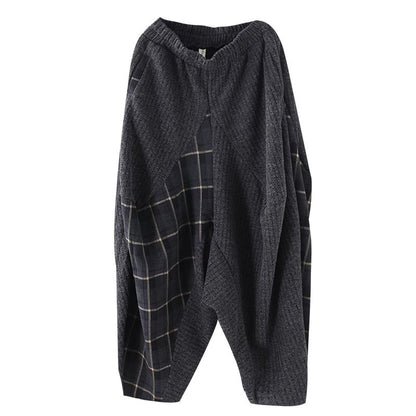 Loose Plaid Stitching Irregular Harem Pants