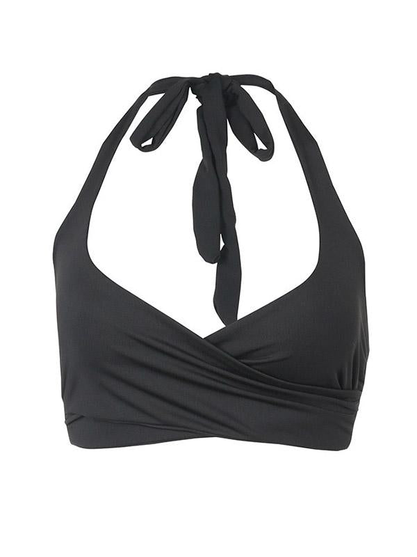 Sexy Solid Wrap Halterneck Vest Top