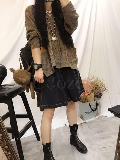 Original Printed High-low Pocket Sweater