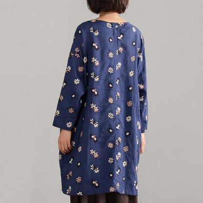 Embroidery Long Sleeve Loose Casual Women Blouse