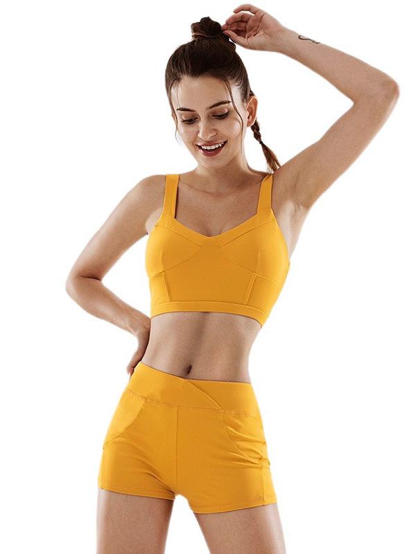 Solid Quick Dry Sports Tanks Shorts Yoga Suits