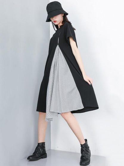 Stripe Split-joint Long Shirt Dress
