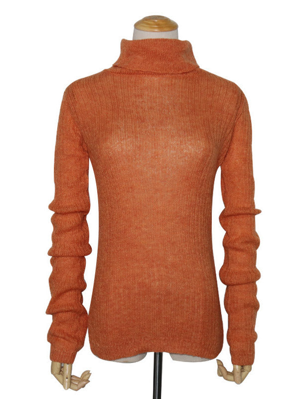 Simple Solid Color High-Neck Long Sleeves Knitwear