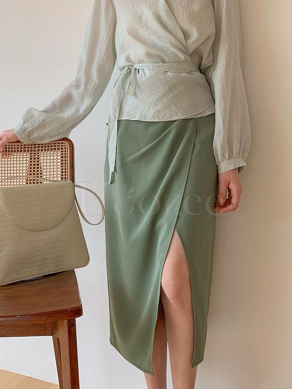 Casual Chiffon Split-front Skirt