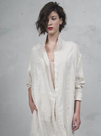 Simple Ramie Cotton V-neck Maxi Dress