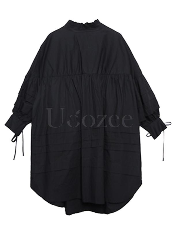 Solid Bowknot Drawstring Falbala Mini Dress