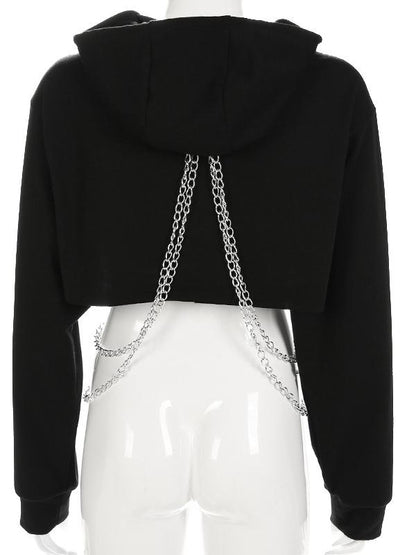 Hooded Chains Short Sleeves Hoodies & Jackets