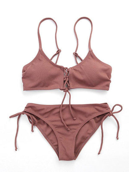 Strap Solid Bikinis Swimwear