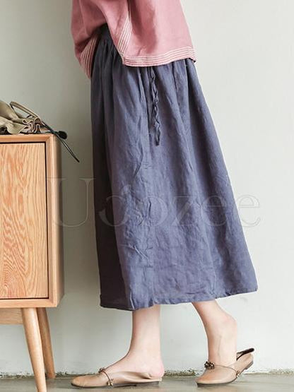 Literary Linen Split-side Skirt