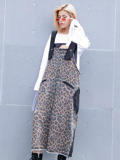 Loose Leopard Braces Dress
