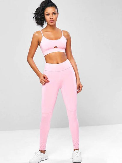 Solid Hollow Bra & Leggings Suits