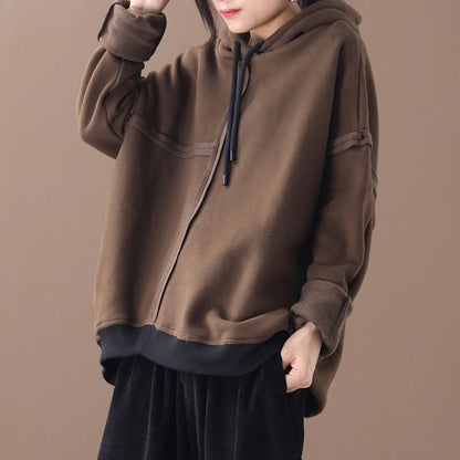 Pure Color Drawstring Plus Velvet Hoodie
