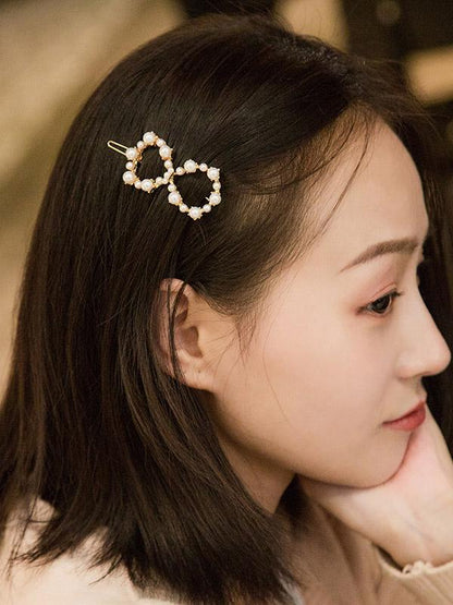 Hollow Faux Pearl Hair Clip Beaded Hair Clip