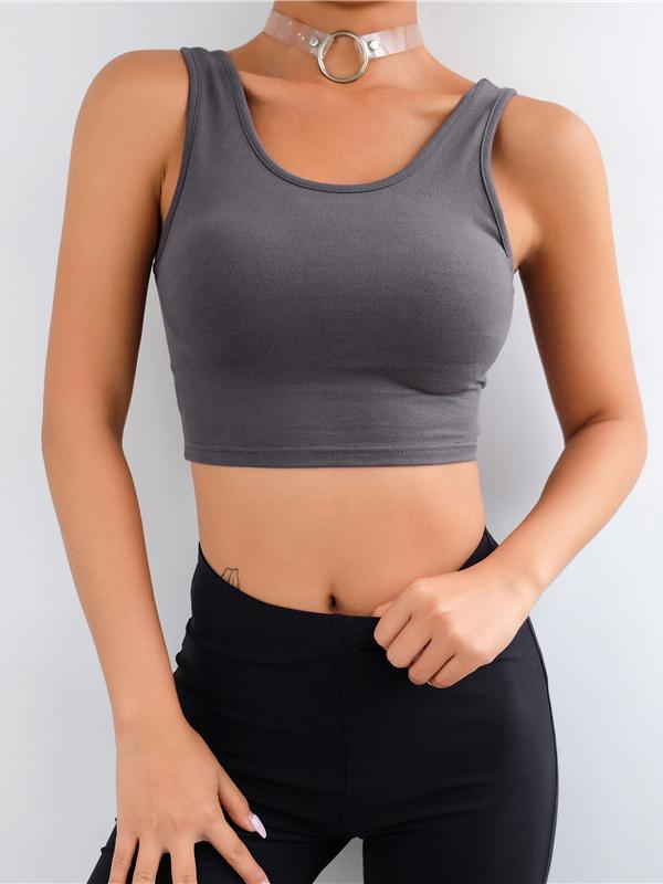 Solid Wrap Sleeveless Sports Bra