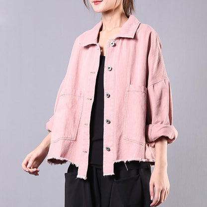 Buykud Casual Pure Color Burr Denim Jacket