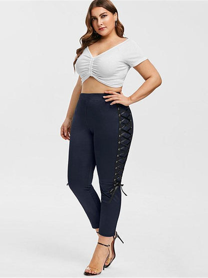Vintage Bandage Solid Leggings Pants