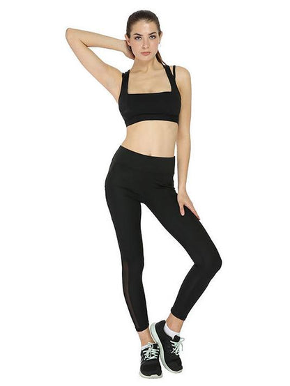 Mesh Stiching Side Pocket  Sports Leggings