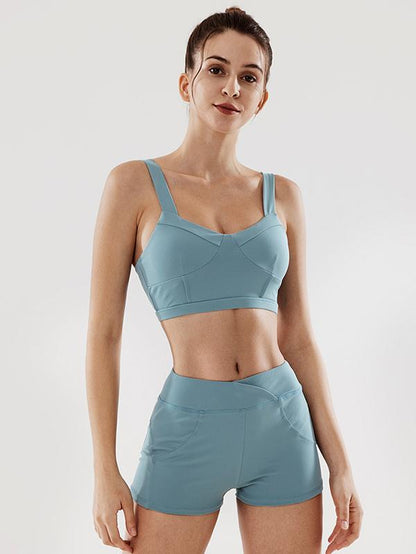 Solid Quick Dry Sports Tanks Shorts Yoga Suits