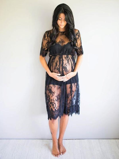 Maternity Lace Short Sleeves Cover-up