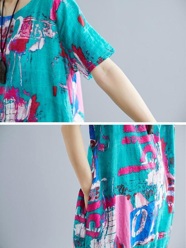 Original Printed Round-Neck Dress
