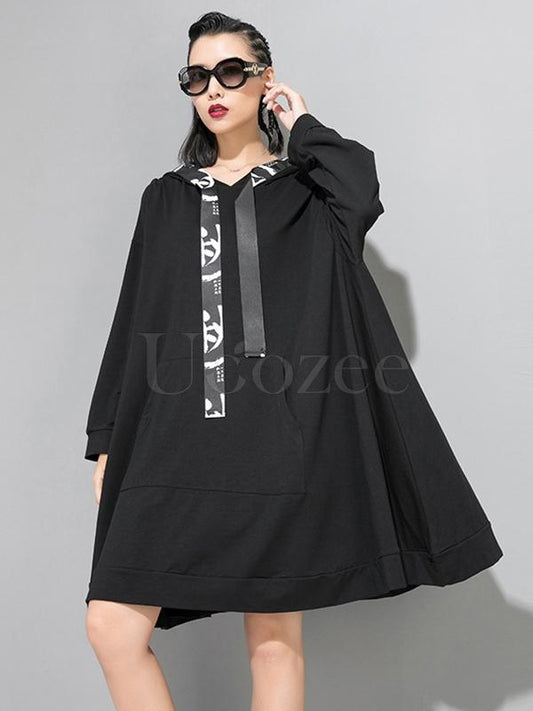 Casual Split-joint Hoodie Goth Sweatshirt Dress