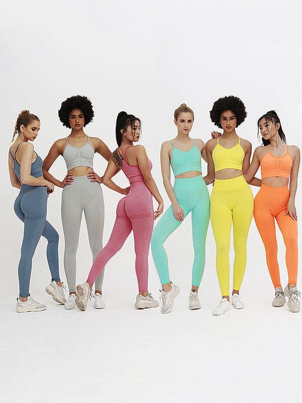 Sexy Solid Sleeveless Spaghetti-Neck Yoga Suits