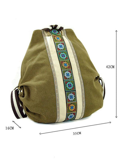 Embroidered Zipper Backpack Bag