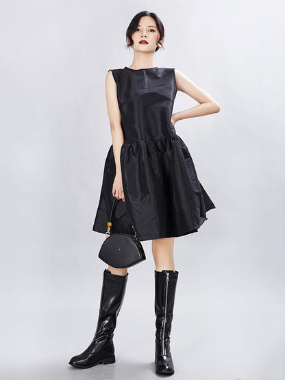 Simple Black Sleeveless Short Dress
