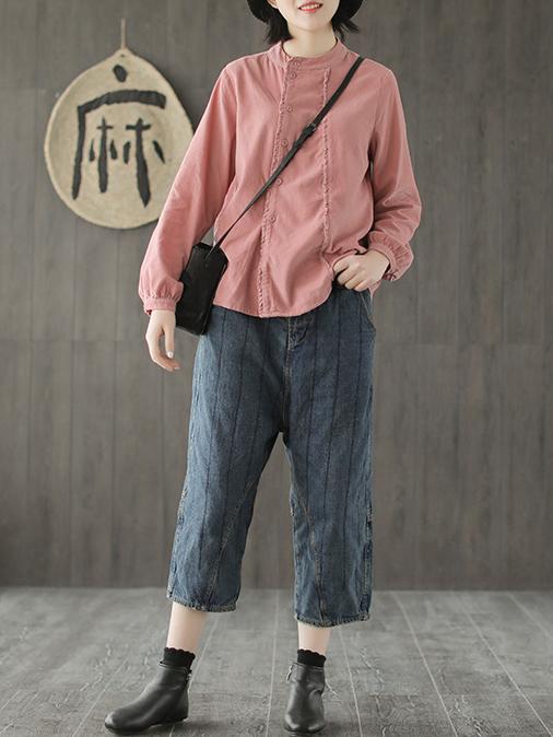 Corduroy Loose Fresh Solid Blouse Top