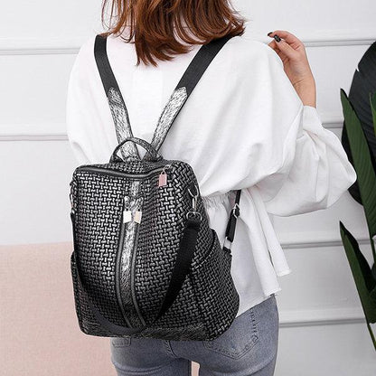 Multi-function Faux Leather Casual Travel Shoulder Bag Backpack