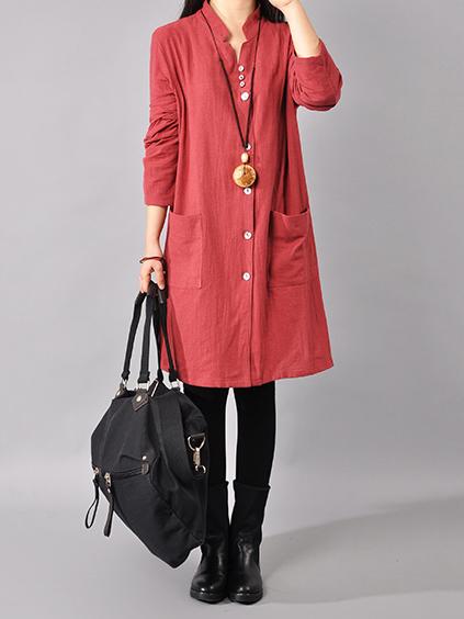 Plus Size Loose Solid Mini Dresses