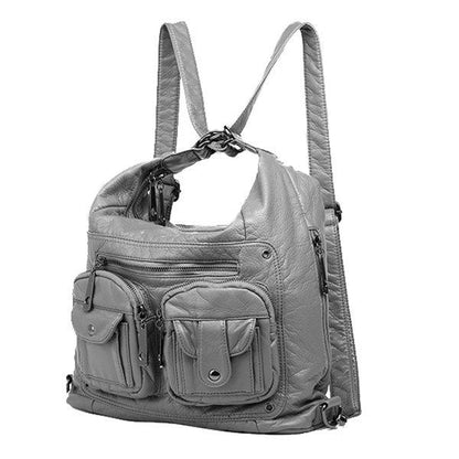 Multi-pockets Backpack Solid Multi-carry Crossbody Bag