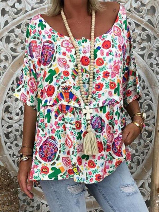 Printed Loose Blouses&Shirts Tops