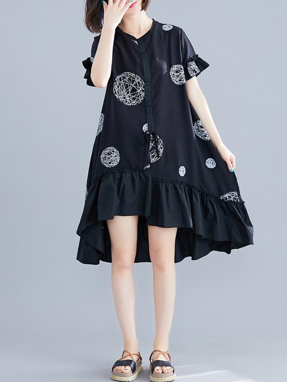 2019 Spring New Loose Falbala Split-joint Dress