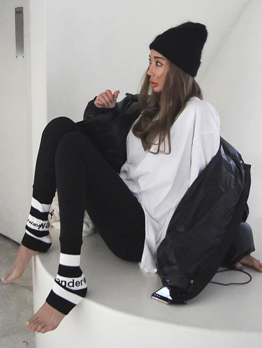 Wrap Contrast Color Casual Leggings