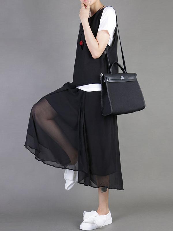 Original Solid Chiffon Pleats Skirt