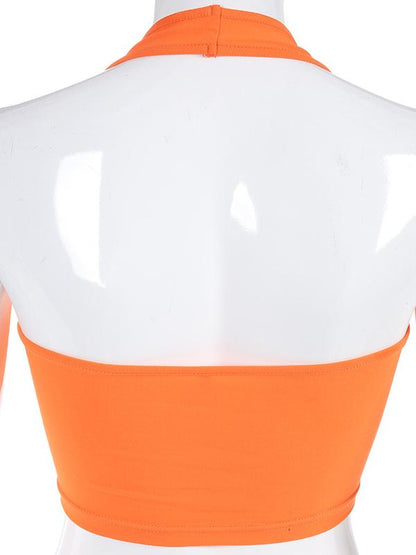 Embroidered Bandage Halterneck Sexy Vest Top